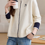 Casual Versatile Embroidered Knit Cardigan