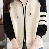 Casual Versatile Color-Blocked Zip Jacket