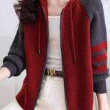 Casual Versatile Color-Blocked Zip Jacket