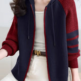 Casual Versatile Color-Blocked Zip Jacket