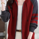 Casual Versatile Color-Blocked Zip Jacket