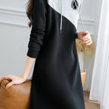 Casual Color-Blocked Hooded Dress