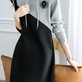 Casual Color-Blocked Hooded Dress
