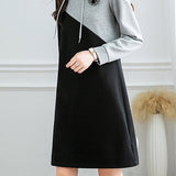 Casual Color-Blocked Hooded Dress