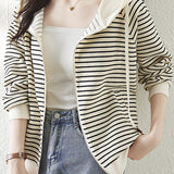 Fashion Striped Layered Hooded Sweatshirt