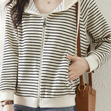 Fashion Striped Layered Hooded Sweatshirt