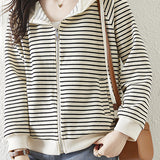 Fashion Striped Layered Hooded Sweatshirt
