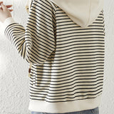 Fashion Striped Layered Hooded Sweatshirt