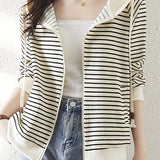 Fashion Striped Layered Hooded Sweatshirt