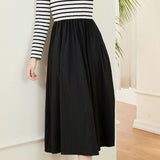 Casual Black and White Striped Patchwork Dress