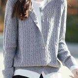 Casual Versatile Color-Blocked Faux Two-Piece Knit Cardigan