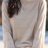 Round Neck Loose Solid Color Textured Base Top