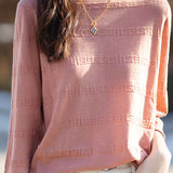 Round Neck Loose Solid Color Textured Base Top
