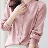 Exquisite Commuter Stand-Collar Textured Shirt