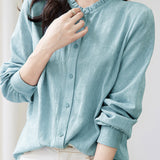 Exquisite Commuter Stand-Collar Textured Shirt