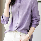 Exquisite Commuter Stand-Collar Textured Shirt