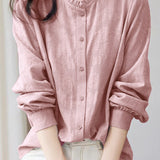 Exquisite Commuter Stand-Collar Textured Shirt
