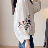 Round Neck Floral Embroidered Shirt