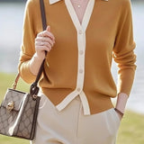 Fashion Casual Collared Knit Top