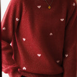 Casual Versatile Glitter Heart Pattern Sweater