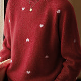 Casual Versatile Glitter Heart Pattern Sweater