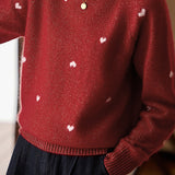 Casual Versatile Glitter Heart Pattern Sweater