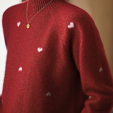 Casual Versatile Glitter Heart Pattern Sweater