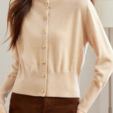 Exquisite Elegant Buttoned Stand-Collar Knit Top