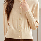 Exquisite Elegant Buttoned Stand-Collar Knit Top