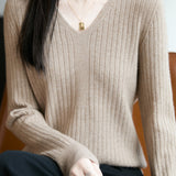 Classic Casual Versatile V-Neck Knit Top