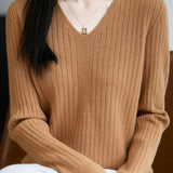 Classic Casual Versatile V-Neck Knit Top