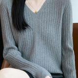 Classic Casual Versatile V-Neck Knit Top