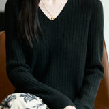 Classic Casual Versatile V-Neck Knit Top