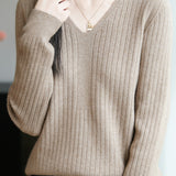 Classic Casual Versatile V-Neck Knit Top