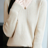 Classic Casual Versatile V-Neck Knit Top