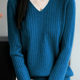 Classic Casual Versatile V-Neck Knit Top