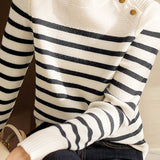 Exquisite Elegant Versatile Striped Knit Top
