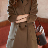 Casual Commuter Fashion Double-Breasted Wool Coat