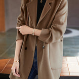 Casual Commuter Fashion Double-Breasted Wool Coat