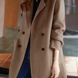 Casual Commuter Fashion Double-Breasted Wool Coat