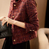 Exquisite Boucle Heart Metal Button Wool Coat