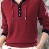Casual Versatile Hooded Knit Top