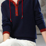 Casual Versatile Hooded Knit Top