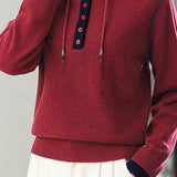 Casual Versatile Hooded Knit Top