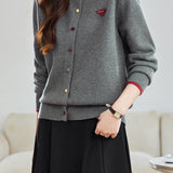 Casual Colorful Button Round Neck Knit Cardigan