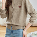 Casual Colorful Button Round Neck Knit Cardigan