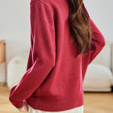 Casual Colorful Button Round Neck Knit Cardigan