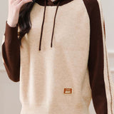 Color-Block Loose Hooded Knit Top