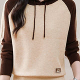 Color-Block Loose Hooded Knit Top