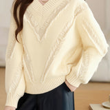 Casual Fashion V-Neck Relaxed Knit Top